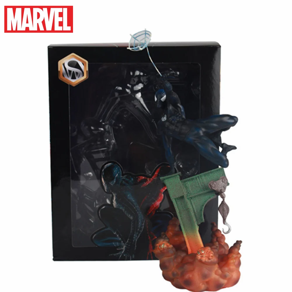 

Marvel Anime Figure Spiderman Black Diorama PVC Action Figures 260mm Spider Man Figurine Model Statue Toys for Children