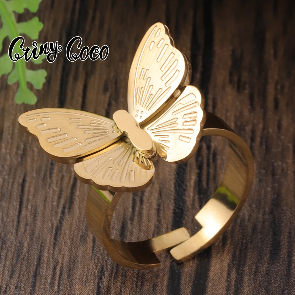 

New Arrivals Butterfly Ring Stainless Steel Women's Ring Gold Plated Jewelry Accessories Wedding Dating Rings for Women Girl