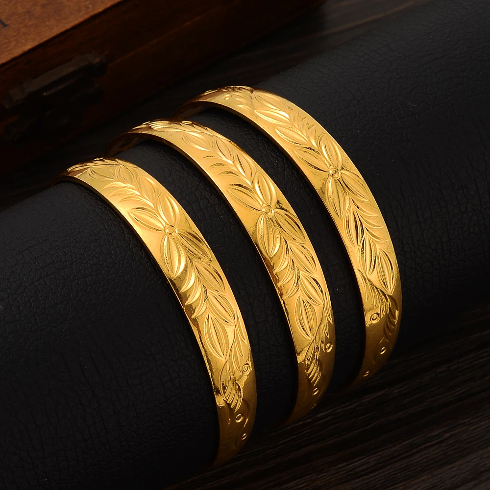 

24k Gold Adjust Size Bangle for Women Gold Dubai Bride Wedding Ethiopian Bracelet Africa Bangle Arab Jewelry Gold Charm Bracelet
