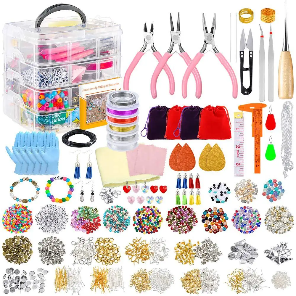 

2035pcs Jewelry Making Supplies Jewelry Making Ki Jewelry Beads Charms Findings Pliers Beading Wire for Necklace Bracelet