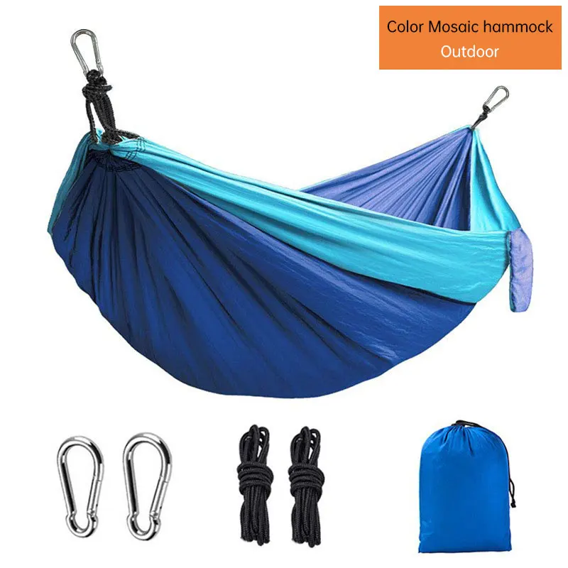 

Solid Color Parachute Hammock with Hammock straps and Black carabiner Camping Survival travel Double Person outdoor furniture