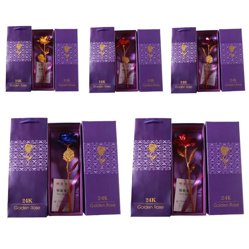 

Best Gift for Girlfriend Golden Rose Wedding Decoration Golden Flower Valentine's Day Gift Gold Rose Gold Flower with Box