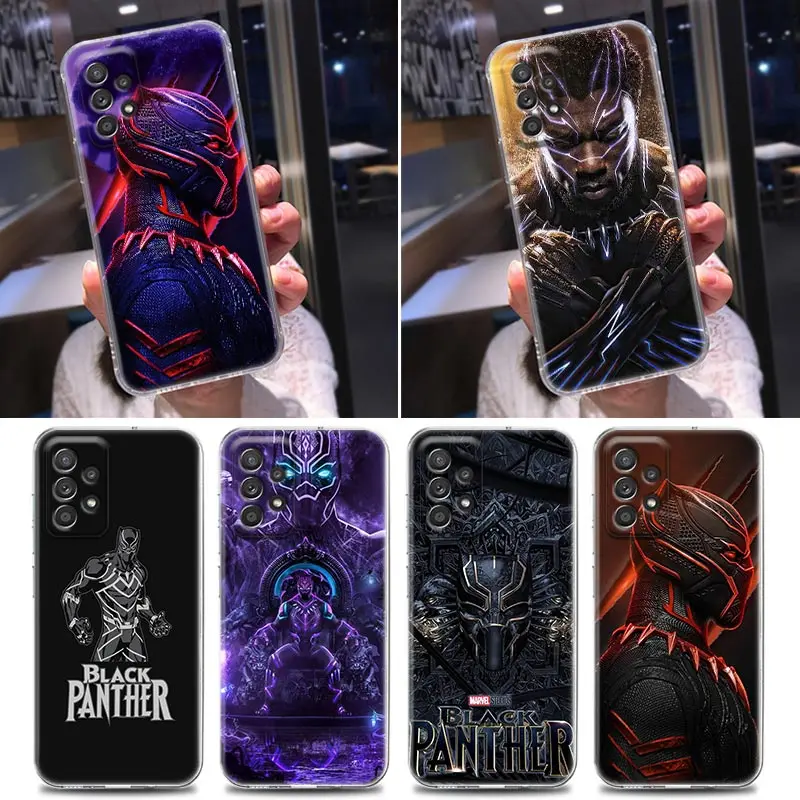 

Silicone Clear Case For Samsung Galaxy A52 A51 A53 A72 A71 A32 A31 A41 A22 A11 5G Soft Cases Cover Marvel Studios Black Panther