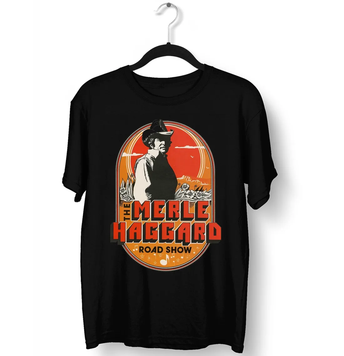Классическая черная унисекс рубашка MERLE HAGGARD