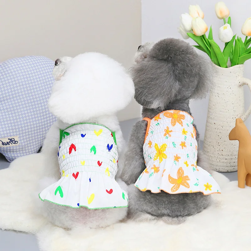 

Летнее модное повседневное Плиссированное эластичное платье ZOOPEEN на подтяжках с цветами, платье для маленьких и средних собак, украшение од...