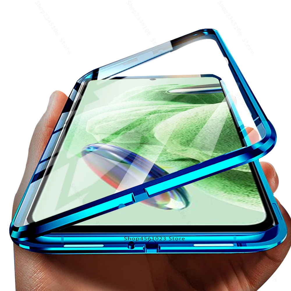 

Note12 5G Global Case 360° Magnetic Flip Front+Back Glass Cover For Xiaomi Redmi Note 12 22111317G Double-side Protection Fundas