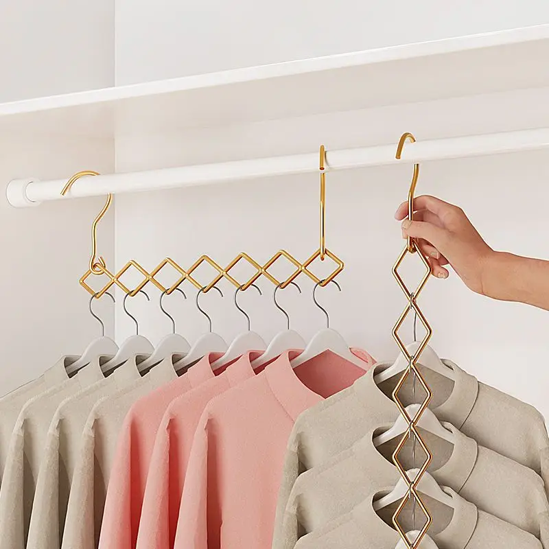 

Magic Space Saving Clothes Hangers,Foldable Closet Organizer,Wardrobe Clothing Cascading Rack 7 Slots for Pants Dresses Coats