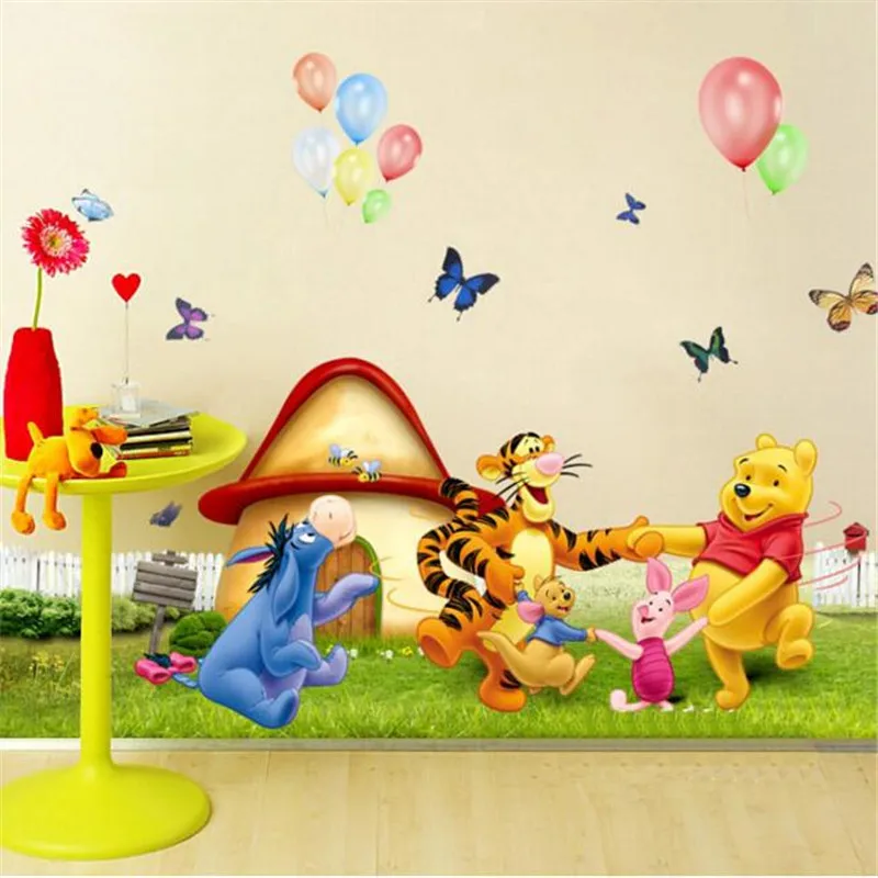 Toon Winnie The Pooh Wall Sticker Living Room Bedroom Wall Decor Anime Poster Wall Stickers For Kids Rooms