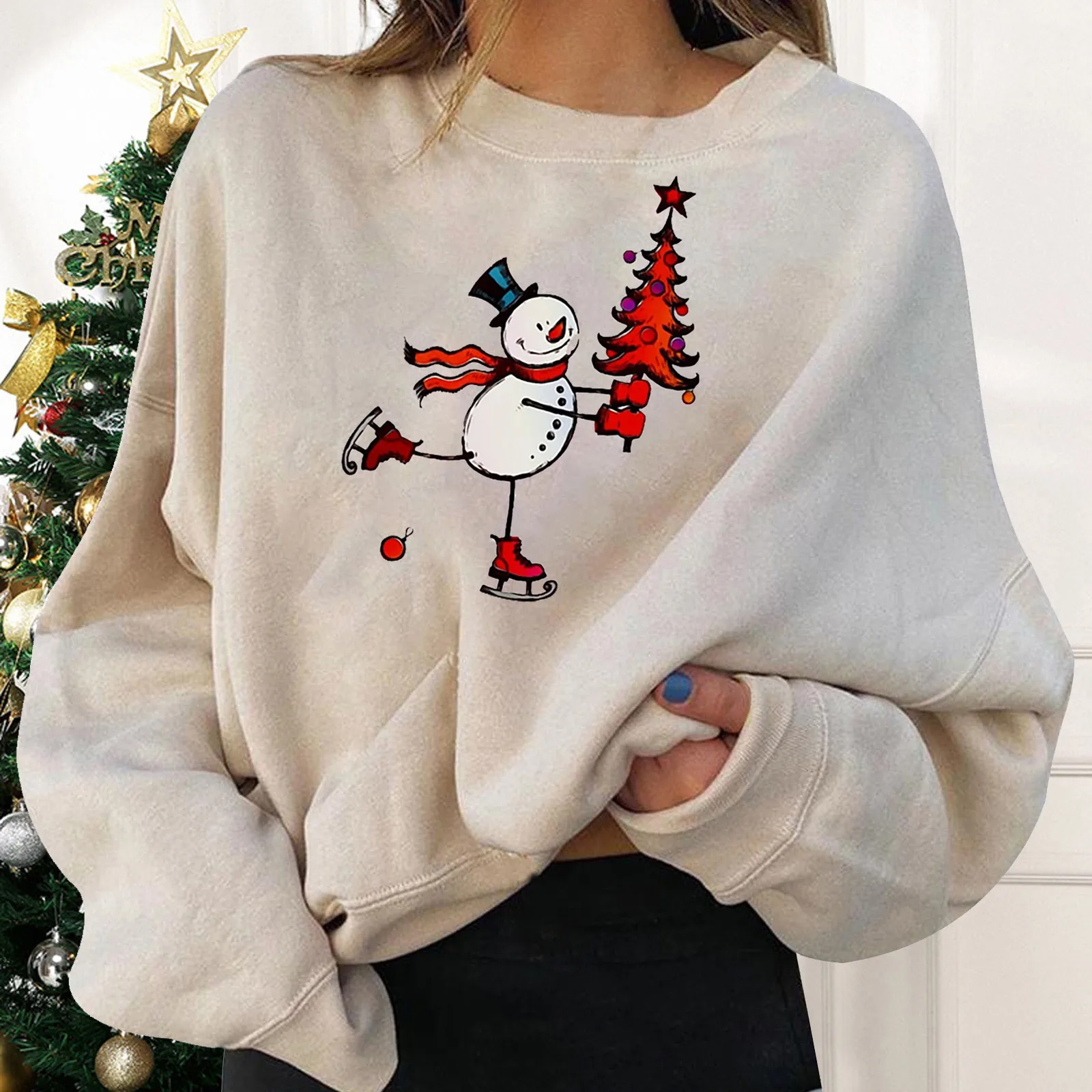 

Print Sleeve Pullovers Ugly Comfy Holiday Women's Top Christmas Hiliarious Oversized Sweatshirt Women Long Length Zippe Hoodie