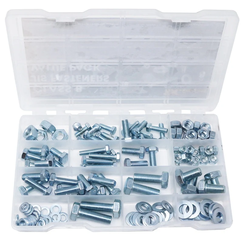 

Hex Bolt M6 M8 M10 and Hexagon Nut and Washer Set, 128 Pieces