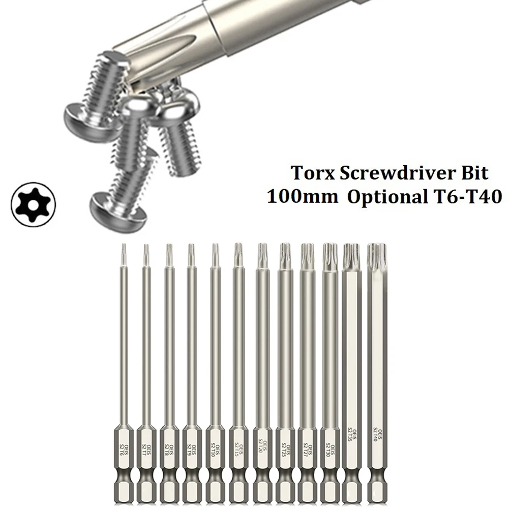 

1pc 100mm Hollow Torx Screwdriver Bit 1/4in Hex Shank-T40 Bits For Exact Screw Unscrew Multi-function Screwdrivers Hand Tool