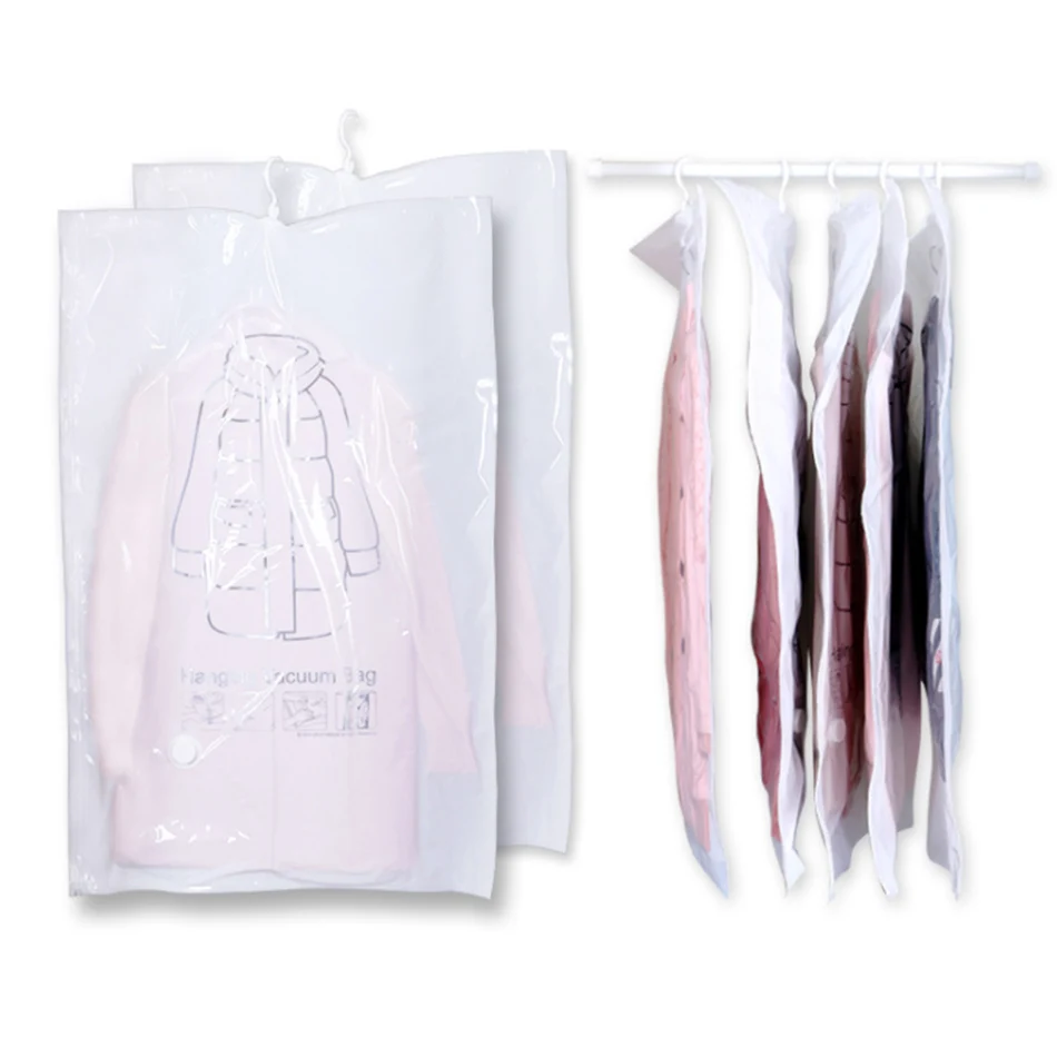 

Durable Hanging Vacuum Storage Bags Closet Organizer Houseware Space Saver for Bedding Pillows Blanket Clothes Dust Proof Cover