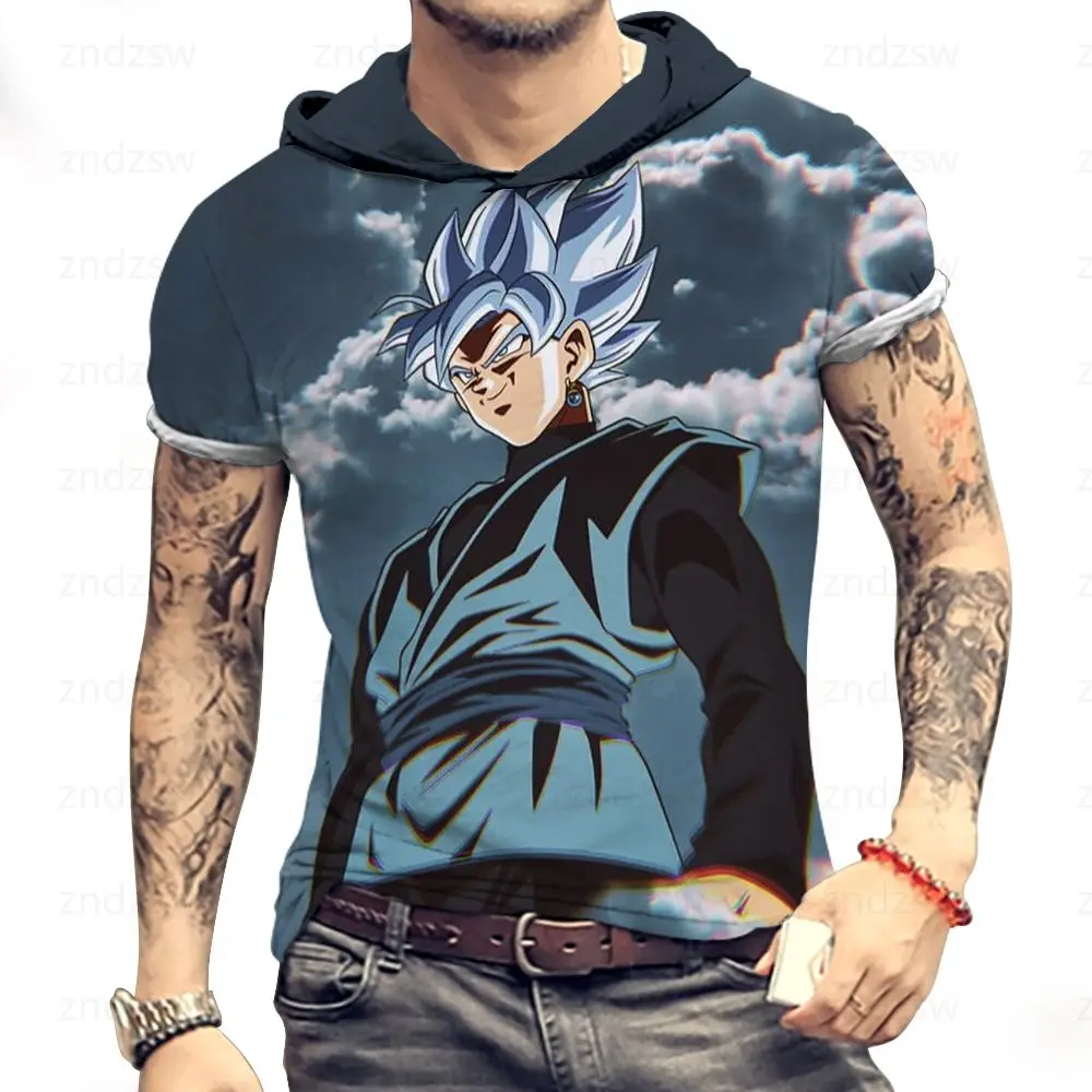 

High Quality Dragon Ball Z Goku Trapstars Men's Hooded T-shirt Trend Tops T-shirts Oversized Clothing Man Harajuku Style Y2k