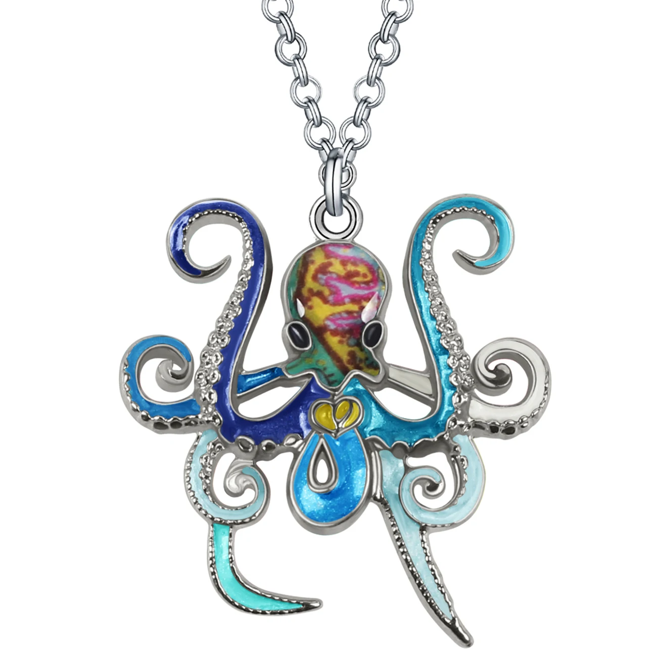 

Arwa Enamel Alloy Floral Cute Ocean Huge Squid Octopus Necklace Pendant Chain Gifts Fashion Jewelry for Women Teen Party Favors