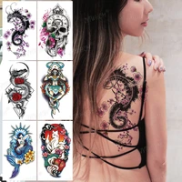 purple dragon plum temporary tattoo sticker waterproof back design sense snake goddess rose fox body art arm fake tato women men