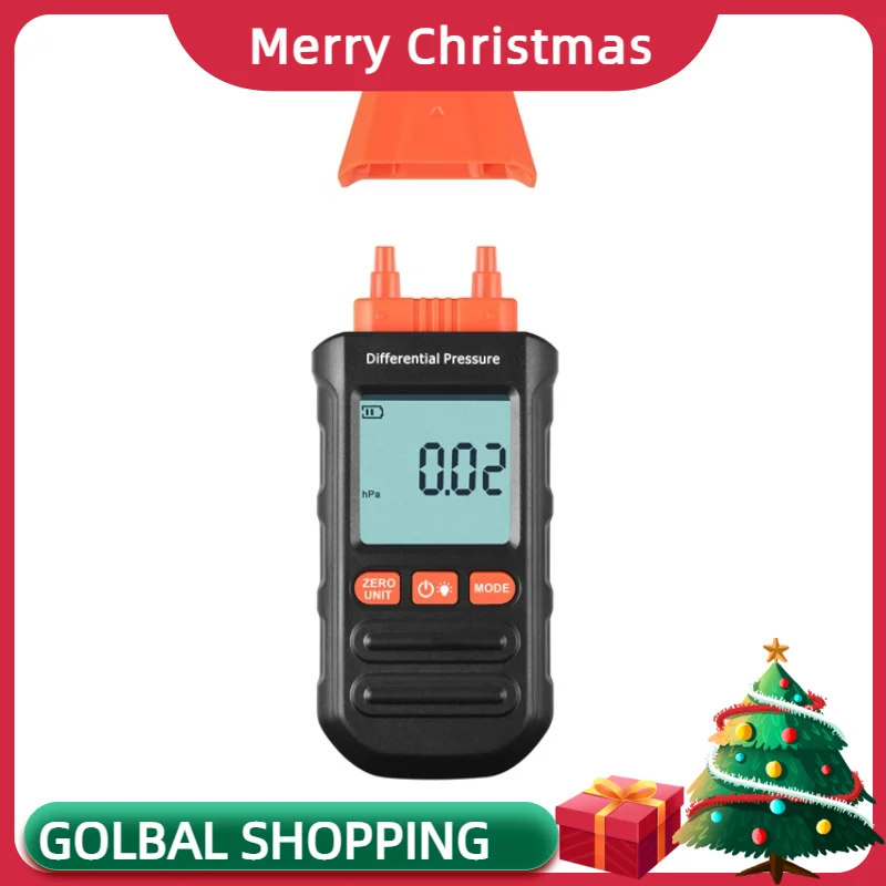 

YW-721 Dual Port Air Pressure Gauge HVAC Gas Tester Differential Pressure Meter Digital Manometer