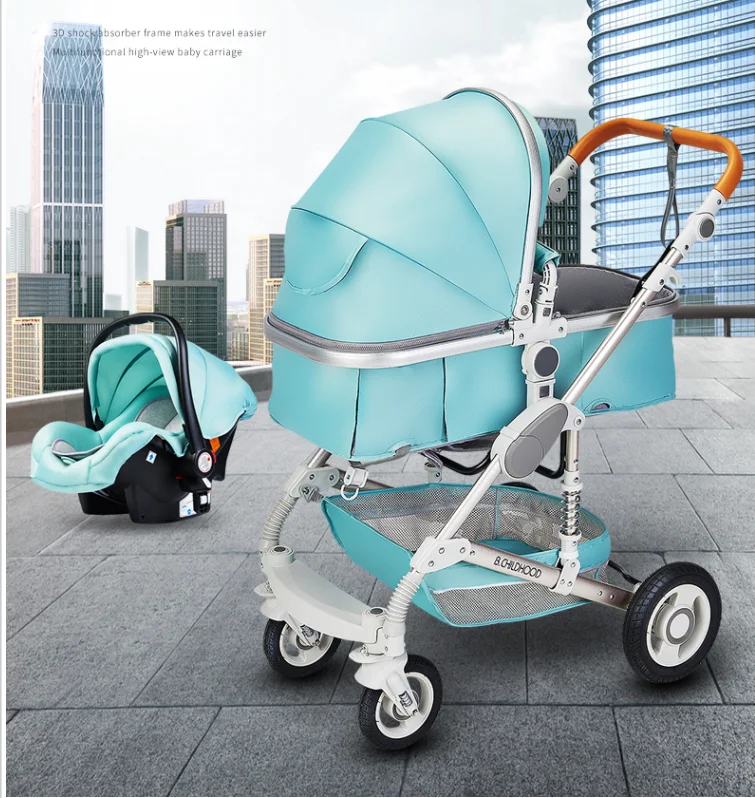 High Landscape Baby Stroller 3 in 1 With Car Seat Pink Stroller Luxury Travel Pram Car seat and Stroller Baby Carrier Pushchair