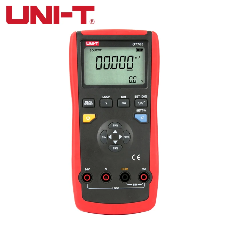 

UNI-T UT705 ручной однофункциональный циклический калибровщик постоянного напряжения/тока 24 В точность 0.02%