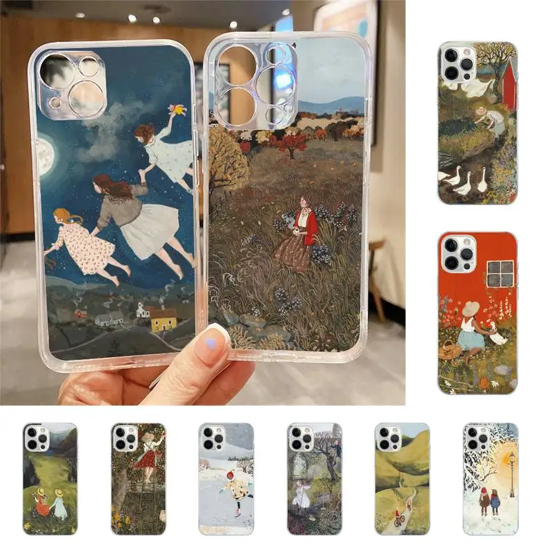 

YCartoon Scenery Girl Phone Case For Iphone 7 8 Plus X Xr Xs 11 12 13 Se2020 Mini Mobile Iphones 14 Pro Max Case