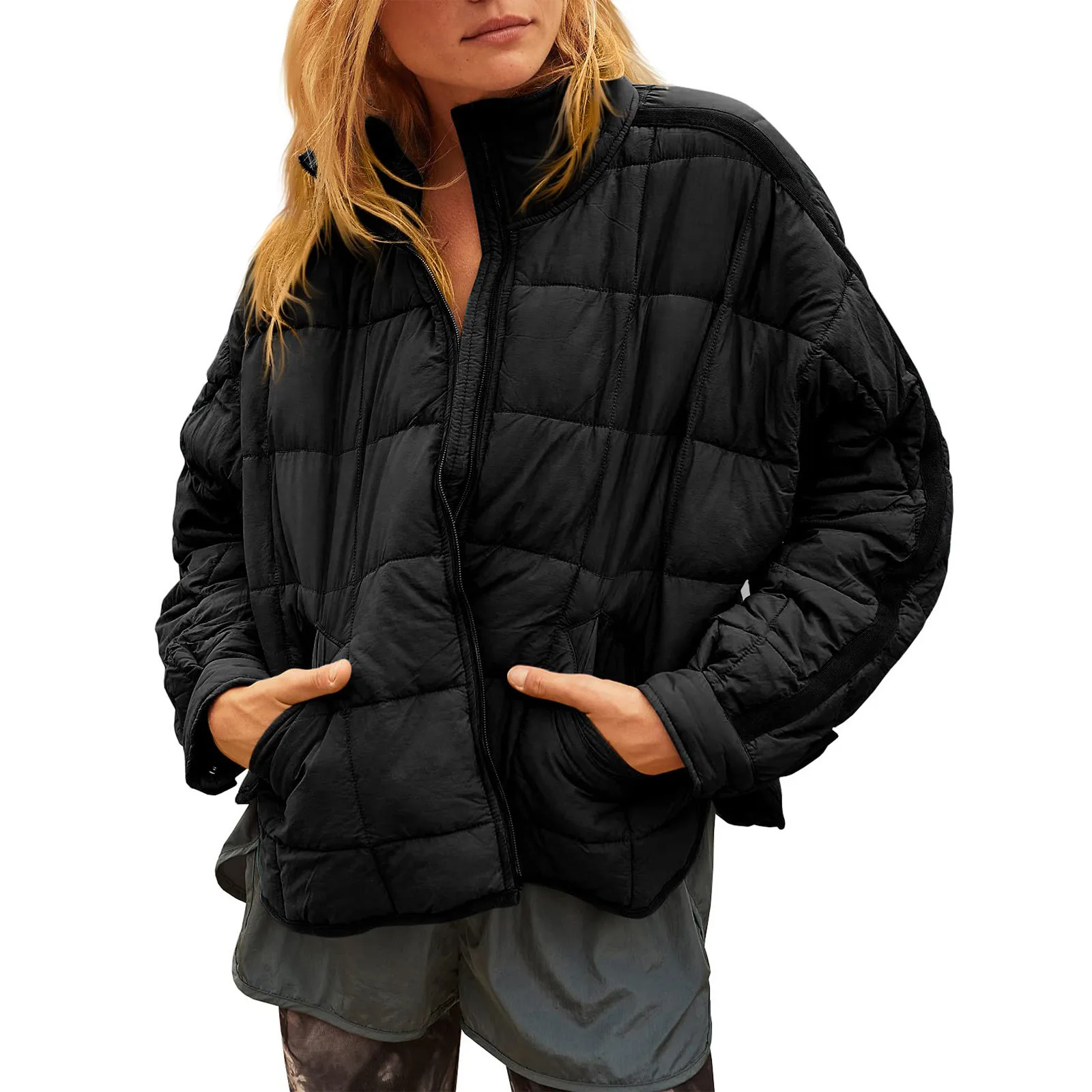 

Womens Lightweight Oversized Long Sleeve Zip Water Packable Jacket Warm Short Winter Coat Womens Long Jacket with Hood