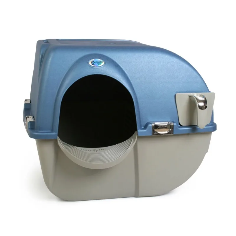 

Omega Paw Roll 'N Clean Self Cleaning Litter Box, Regular, Pearl Blue
