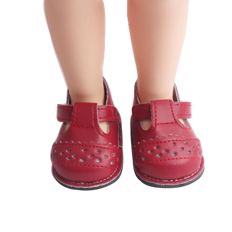 

6.5cm Doll Shoes Handmade Red PU Leather Mini Shoes For 16 Inches Doll Clothing Toy Accessories Girls Toy Gifts