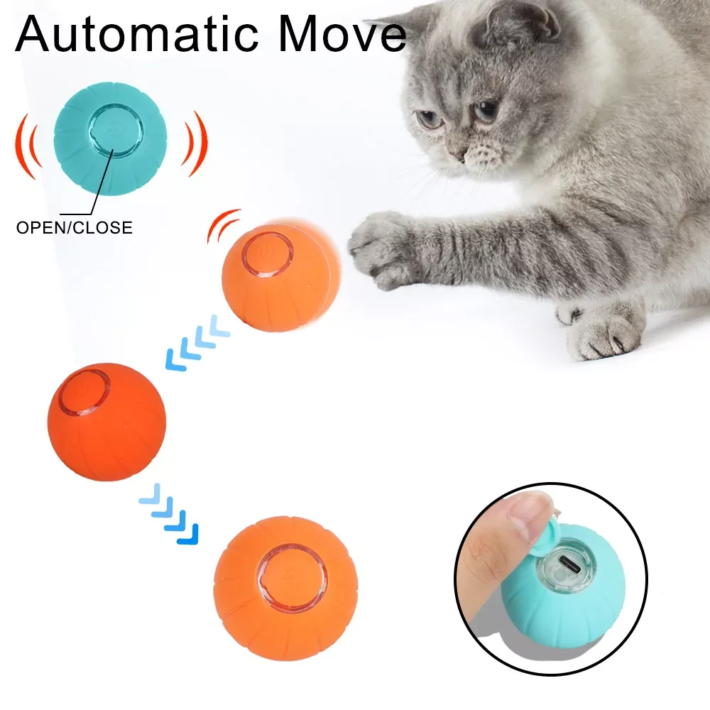 

Automatic Rolling Ball Pet Toys USB Rechargeable Cat Ball Smart Cat Toys Training Self-moving Kitten Toys Cat Interactive Toys