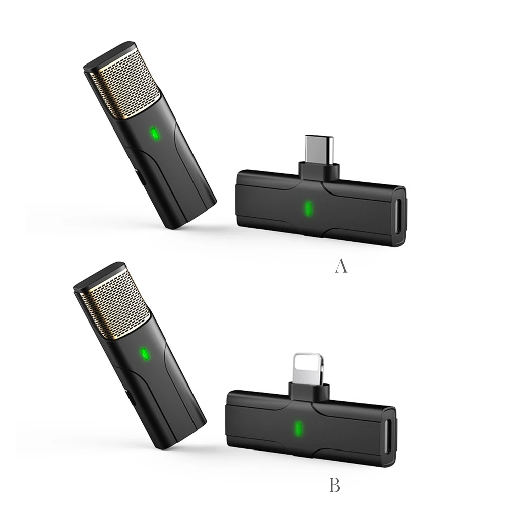 

Wireless Microphone System Low Noise Lapel Clip-on Mic Automatic Transmitter Receiver Lighting Fits iOS