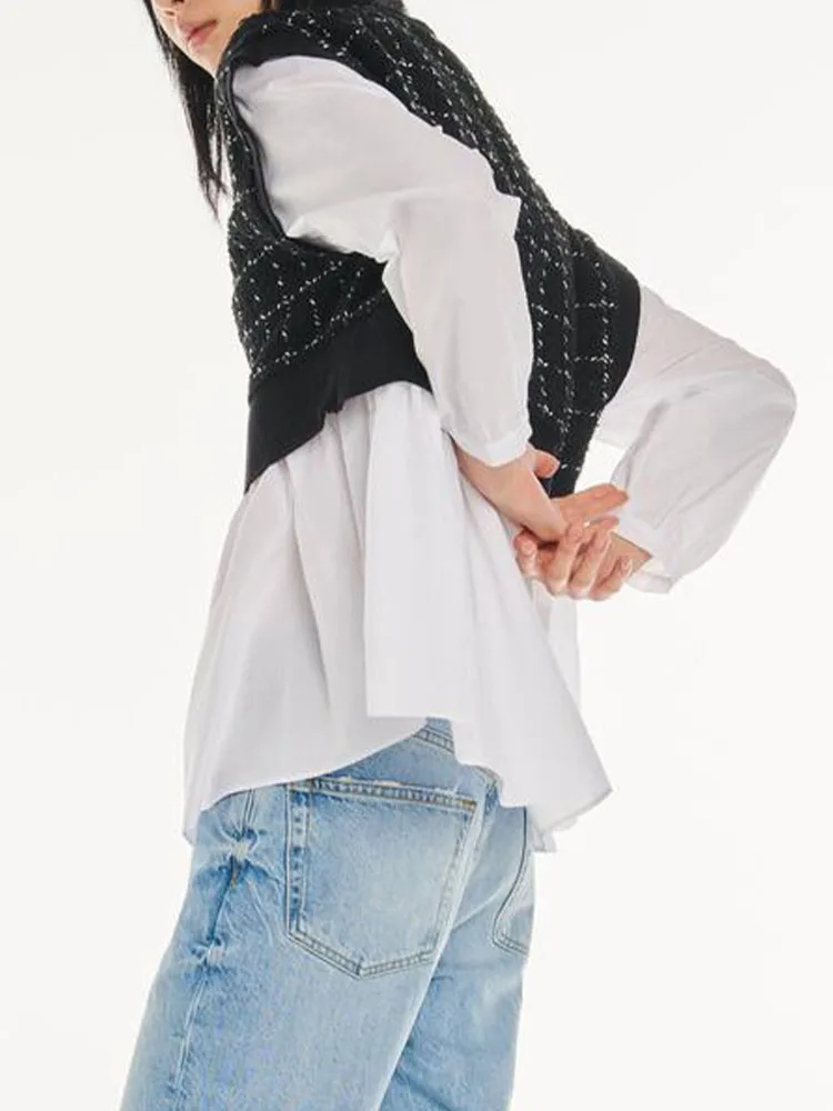 Женский топ с круглым вырезом повседневный Свободный контрастной строчкой