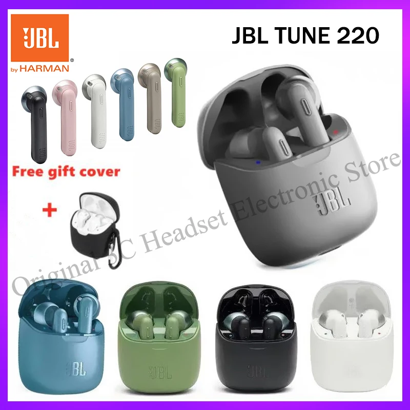 

Original JBL TUNE 220TWS Bluetooth Earphone In-Ear Earbuds Wireless Headphones Bass Sound Sports Headset with Free Case Mic