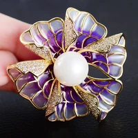 high end fashion luxury corsages diamond enamel flower brooches personalized clothing accessories western clothing accessories
