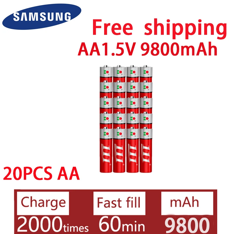 

1-20pcs AA 1.5V 9800mAh Alkaline Rechargeable Battery For Flashlight Toy Watch Wireless Keyboard Mouse 3A Replacement Batteries