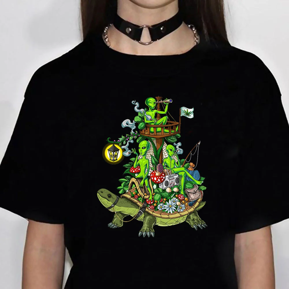 

Magic Mushrooms Alien Psychedelic t-shirts women Japanese manga comic t shirt female manga designer comic clothes