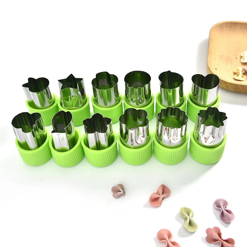 

12Pcs Star Heart Shape Set Vegetables Cutter Plastic Handle Cook Tools Stainless Steel Fruit Biscuit Cutting Die Kitchen Gadgets