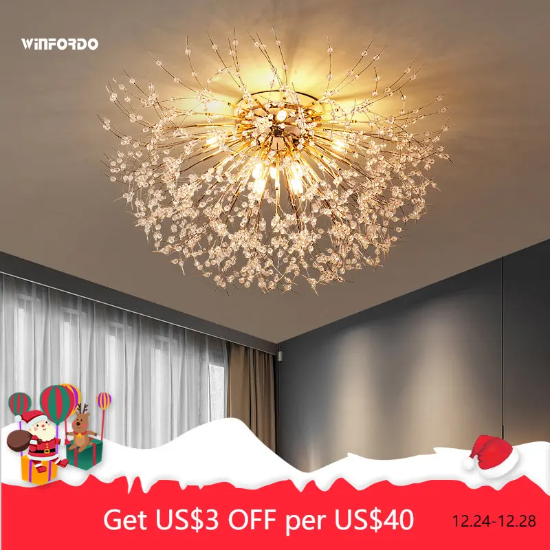 

2023 2022 LED G9 Chandelier Firework Pendant Lamp Ceiling Light With Crystal Branches for Bedroom 110V/220V Winfordo IN STOCK