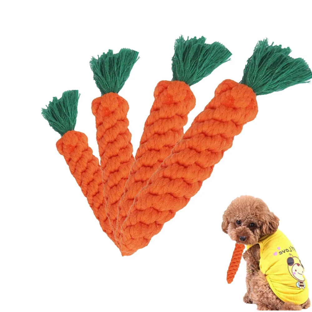 Carrot Pet Toys Durable Cotton Rope Woven Puppy Chew Toys For Dogs Molar Cleaning Teeth Pet Supplies Dog Accessories