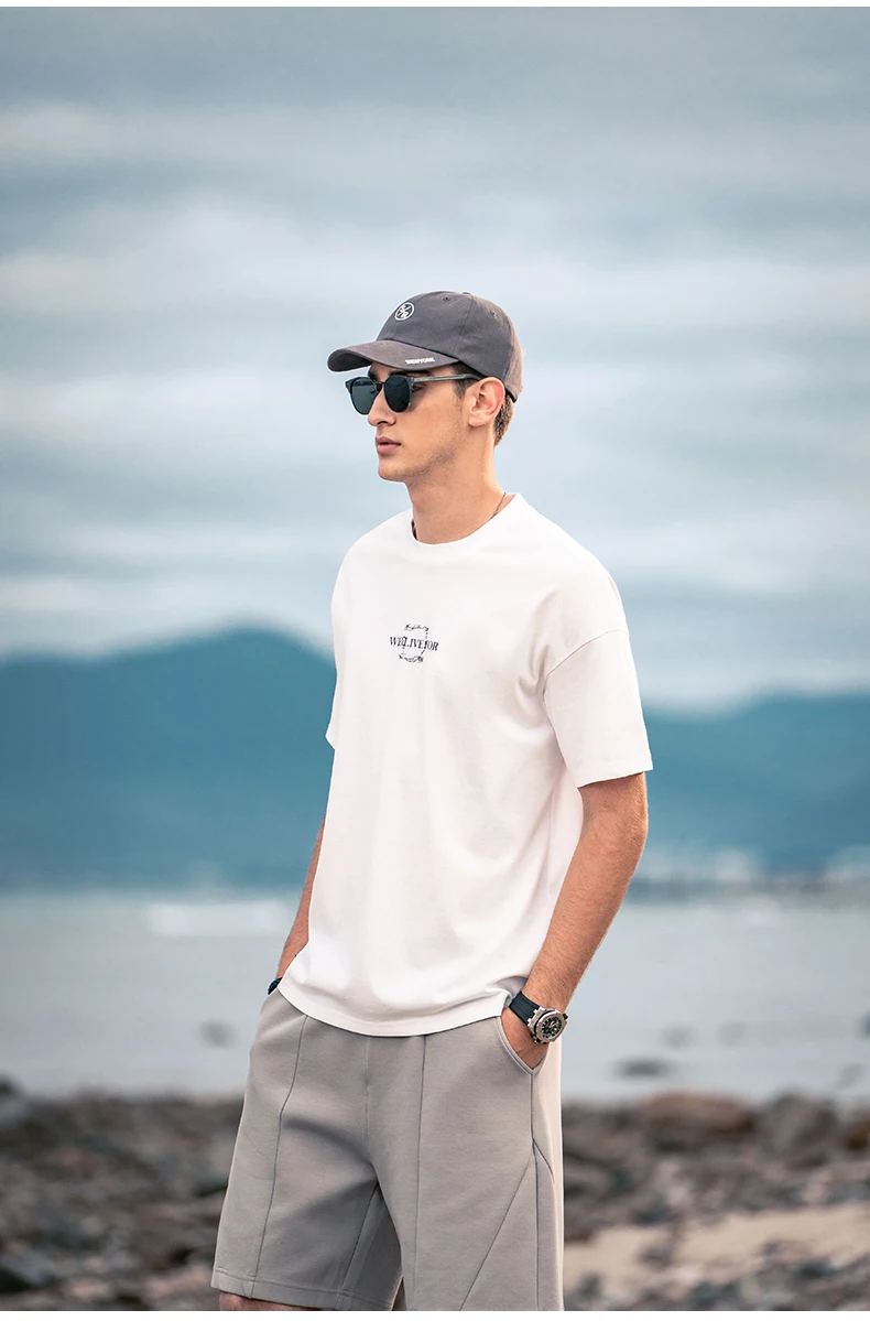 

Y1612 men new trendy brand loose couple printing short-sleeved T-shirt