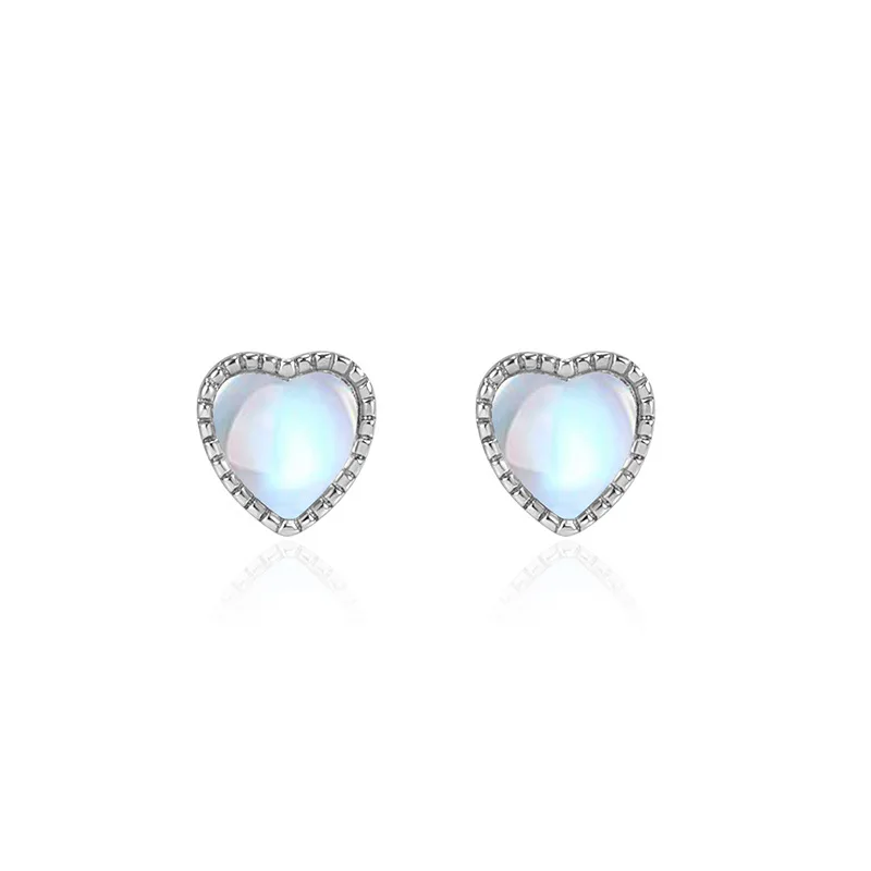 

Korean Style Artistic Heart-Shaped Moonstone Earrings for Women Elegant Natural Moonstone Love Jewelry