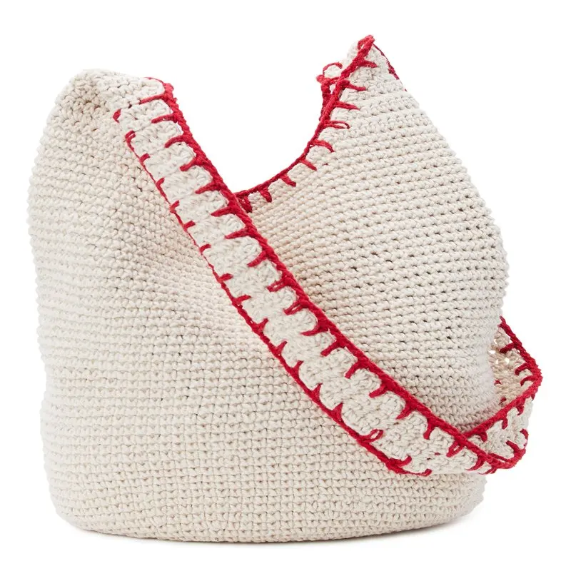 Juniors Festival Crochet Hobo Bag, Off-White Strawberry
