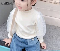 rinikinda baby girls loong sleeve shirt princess shirt for tddler girl sweet pullover mesh shirt children tops pullover 2022