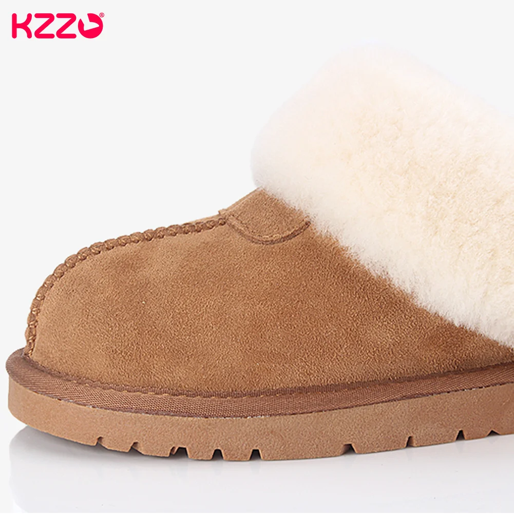 Модные мужские зимние меховые тапочки KZZO из натуральной овечьей кожи мягкие