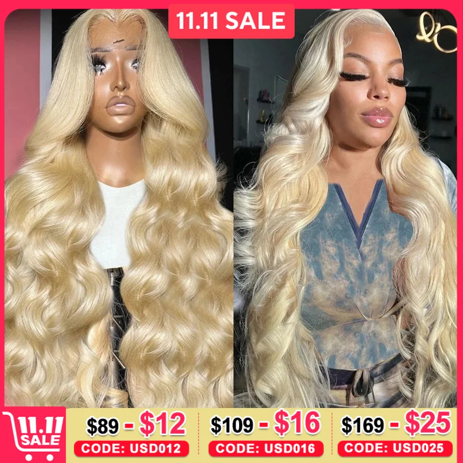 250% 613 Медовый блондин Объемная волна 360 Full HD Прозрачный парик из натуральных волос