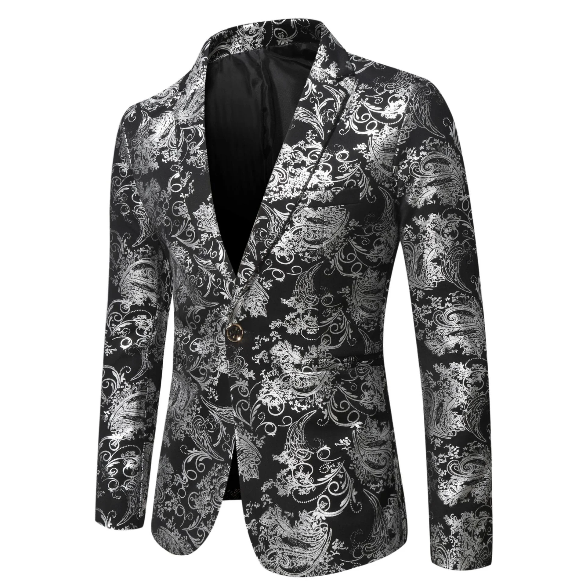 

New 2023 Men's Fashion Gold Print Groom Wedding Dress Suits Jackets Male Casual Blazer Terno Masculino Blazers Men