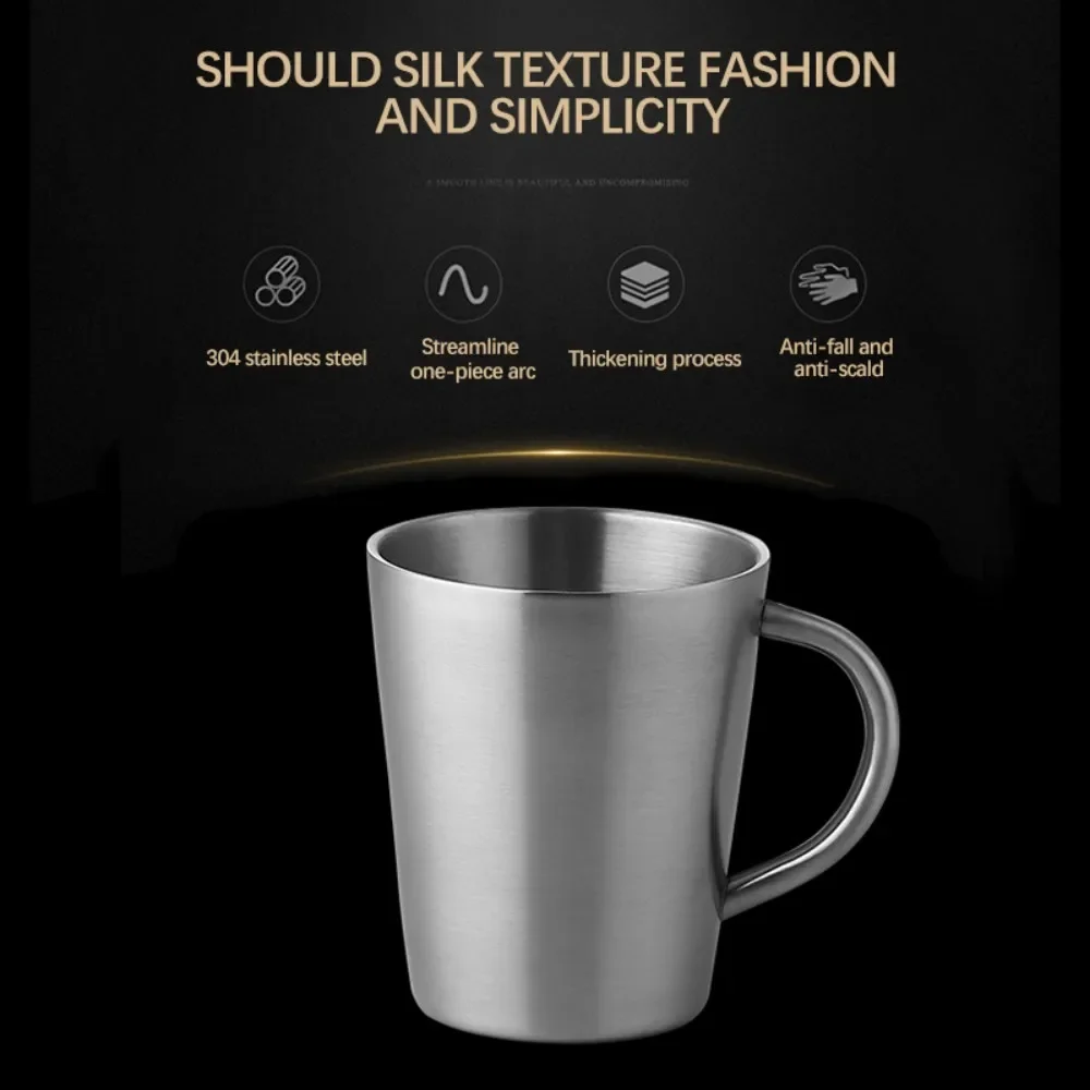 Двухслойная чашка для воды 300 мл термокружка кофе и пива из нержавеющей стали 304 с