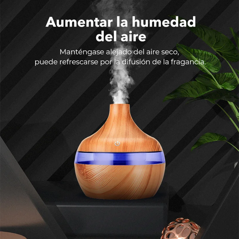 Essential Aroma Oil Diffuser Home Ultrasonic Wood Grain Humi