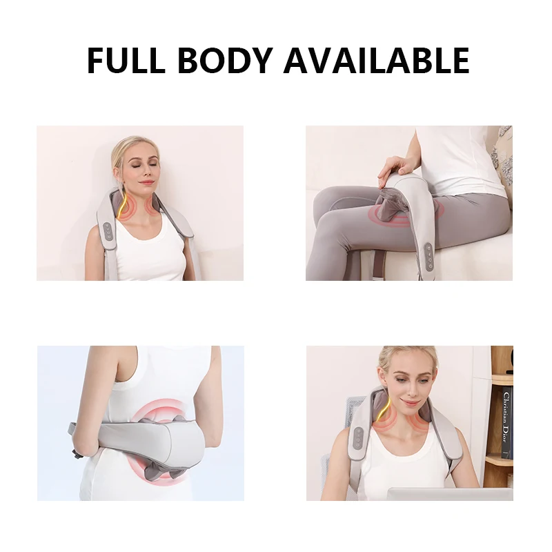 Беспроводной массажер для шеи и плеч Электрический спины мышц с подогревом шиацу