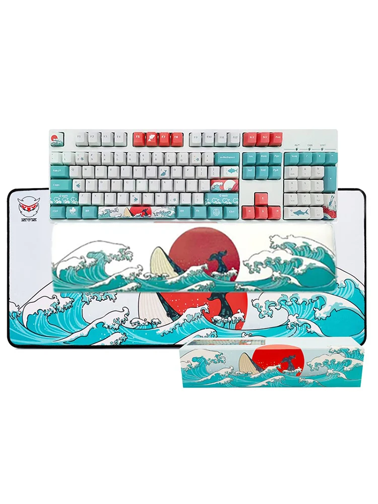 

Japan Anime OEM XDA PBT Keycaps Dye-Sub Coral Sea Gaming Mouse Pad Wrist Rest Support For Cherry MX Switches Mechanical Keyboard