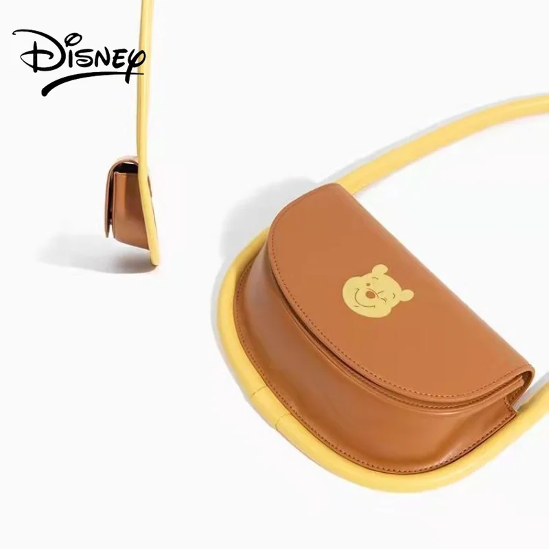Disney Winnie Bear Girl Bag PU Leather Fashion Cool Shoulder Bag Student Small Bag Girl Disney Bag