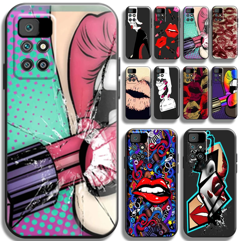 

Sexy Girl Kiss Red Lips Phone Case For Xiaomi Redmi 10 6.5 Inch Cases Soft Carcasa Back Full Protection Liquid Silicon Cover