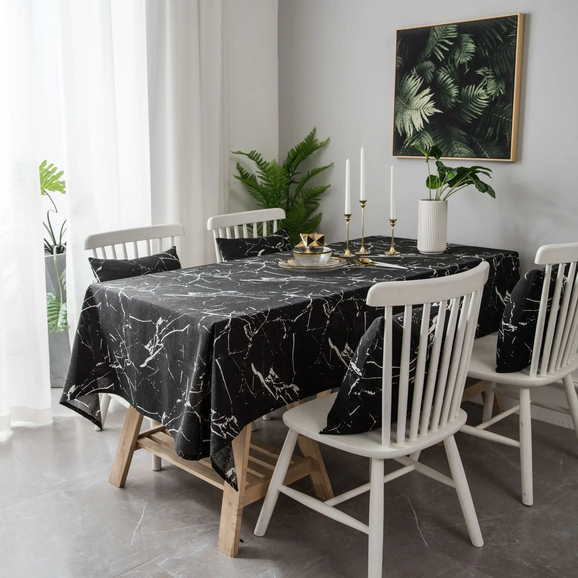 

Cotton and linen cloth black small pure and fresh and table cloth_AN2381